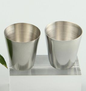 Wholesale-30ml Portable Stainless Steel Shot Glasses Barware Beer Wine Drinking Glass Outdoors Cup SN3337