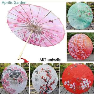 Silkdukolja Paper Paraply Regn Kvinnor Inredning Vintage Dance Prop Peach Blossom Kinesiska Immateriella kulturella Parasol Paraguas 210721