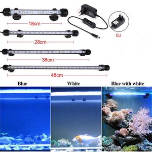 Aquarium Fish Tank SMD LED Ljusblå Vit cm Bar Dämpningsfull Vattentät Clip Lamp Dekorera EU kontakt S40 remsor