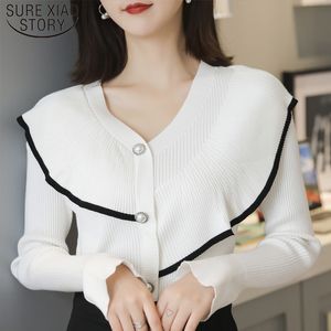 Long Sleeve V Collar Knit Sweaters Women Solid Base Shirts Casual Sweet Slim Pullovers Winter Clothes 6503 50 210510