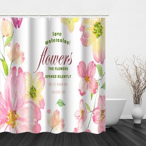 シャワーカーテン夏のさわやかな花のパターンカーテンとフックモダンポリエステルデザインバスルームの家の装飾