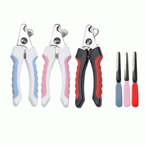 Dog Grooming Materiały Pet Narzędzia Do Paznokci Kot Puppy Nail Clipper Nożyczce Cutter Z Zestawem Plik Papaer Karta Pakowanie 3 Kolory 2 Rozmiary