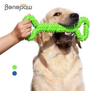 Benepaw Safe Big Tooth Cleaning Pet Leksaker för medelstora stora hundar Slitstarkt interaktivt hund tugga ben med konvex design 211111