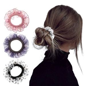 Cravatte per capelli elastiche in chiffon a pois di colore puro / a pois Decorazione per capelli con perle d'imitazione Accessori per capelli moda donna