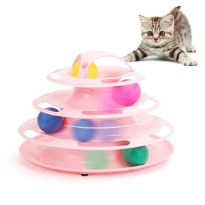 Torre trilhas gato brinquedo interativo rolo toca-discos pet put puzzle círculo bola de rastreamento inelligence fontes de treinamento para gatos gatinho 211122