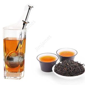 Tea Strainer Ball Push Teas Infuser Loose Leaf Herbal Teaspoon Strainers Filter Diffuser Home Kitchen Bar Drinkware Stainless DAJ109