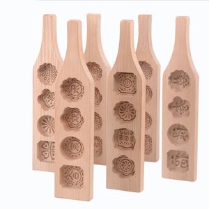 Många stilar Trä Mooncake Mold Wooden Cake Mote Baking Tools A217064