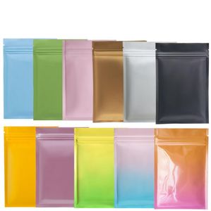 Multi-size Matte Autealable Mylar Folie Aluminium Zipper Förpackningspåsar Förslutning Aluminiumfolie Mat Förvaring Pouch Folie Baggies för Kaffe Te Sn6191