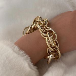 Link em camadas Bracelete de Corrente Chunky para Mulheres Punk Gold / Prata Charme Pulseiras Bangles Femme 2021 Mão Jóias Link,