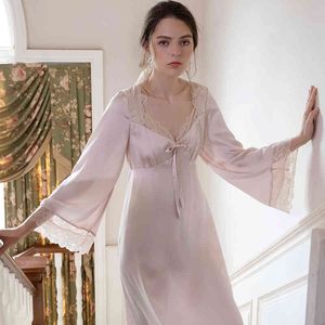 Romantisk Nightgown Nightwear Princess Women Vintage Sleepwear Satin