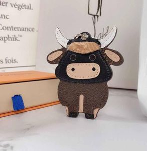 Fashion PU Leather OX Cattle Cow Key Ring Designer Keychain Car Keyring Holder Bull Pendant Christmas New Year Gift with Box YX561