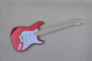 Wine red body Electric Guitar with White Pickguard,SSS Pickups,Maple neck,Chrome Hardware,Provide customized services