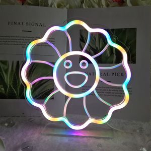 LED Neon Sign Sign Smile Flower Wedding Christmas Birthday Party Home Good Ieda Sypialnia Decor Night Lampa Prezent