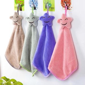 Towel 1pc Cute Star Small Square Towels Household Hanging Hand Coral Fleece Kitchen Bathroom Supplies
