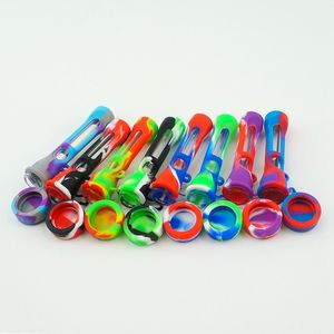 Colorful Silicone Skin Glass Pipes Dry Herb Tobacco Smoking Handpipe Handle Preroll Cigarette Filter Holder Taster Tips Tube High Quality One Hitter Catcher DHL