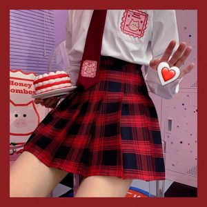 Japanska kawaii y2k pläterad kjol enhetlig mini sexig a-line hajuku casual vintage ins höga midja kvinnliga pläd 210608
