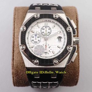 watches men luxury brand V2 Juan Pablo Montoya 26030 Carbon Fiber Bezel Cal.2840 A2840 Automatic Chronograph Mens Watch Blue Texture Dial Leather