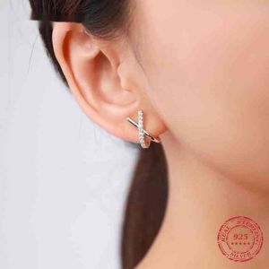 Modian 2021 ny design x form mode örhänge 925 Sterling silver Luxury mousserande stud örhängen för kvinnor tjejer smycken arete