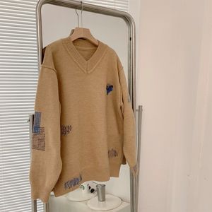 Mens tröja kvinnor hoodie sweatshirts broderi bästa kvalitet brun män tröja 1: 1 fel vintage vinter kläder