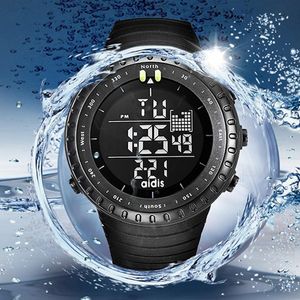 Erkek Spor İzle Siyah Taktik Ordu Su Geçirmez LED Arka Işık Dijital Alarm Büyük Yüz Kronometre Askeri Saatı