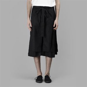 Men's Shorts Multi-layer Streamer Irregular Niche Design Skirt Hem Japanese Lace Seven-point Tie Wide Leg Pants