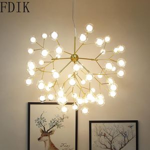 Chandeliers Nordic Led Firefly Chandelier Modern Glass Ball Lighting For Living Room Bedroom Restaurant Bar Indoor Lustre Pendente Luminaire