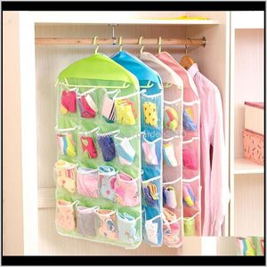 16 Pockets Wardrobe Underwear Foldable Hanging Bag Socks Bra Hanger Storage Bags Household Shelf Clear Rack Wcqf3 1Fmru