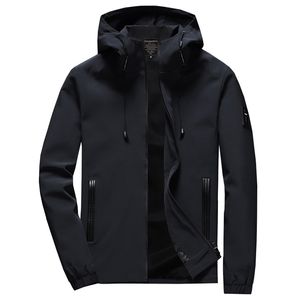 Marka Ceket Erkekler Fermuar Bahar Sonbahar Kış Rahat Katı Kapüşonlu Ceketler Moda Erkek Slim Fit Dış Giyim Yüksek Kalite M-8XL 211217