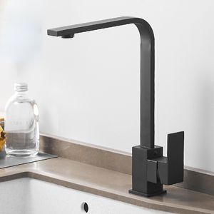 Black Square Messing Küchenhahn-Single-Hebel H / C 360 Rotationsmischer-Tap-Basin Water Crane Tap für Küche Badezimmer-Tap