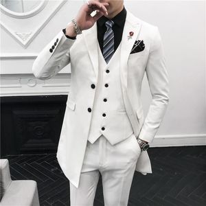 Men s Suits Blazers White Gentleman Long Mens For Wedding Elegant Grey Tuxedo Piece Set Business Black Prom Party Wear Slim Fit Dress
