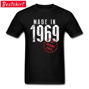 Vintage Creative Father's Tshirt Made In 1969 All Original Parts Pure Cotton Breathable Casual T Shirt Prevalent Tops & Tees Men 210629