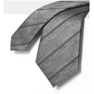 Luxury Silver Striped Tie For Men 7 CM Wedding Business Brand Designer Fashion Dress Suit Silk Polyester Necktie With Gift Box