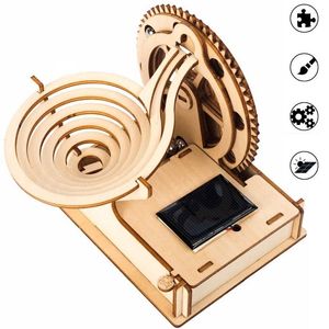 Kaçış Bulmaca 3D Puzzles Mermer Run Ball Güneş Powered DIY Model Montajlı Kit Mekanik Dişli Ahşap Yapı Taşları Mühendislik Eğitim Oyuncakları