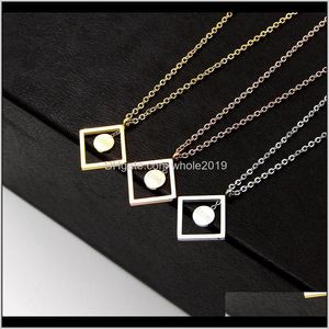 Anhänger Halsketten Anhänger Schmuck Drop Lieferung 2021 Martick Trendy Klassische quadratische Form mit runder Platte Liebesbuchstaben Alfabet Halskette Fo