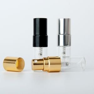 100 adet / grup 2 ml Mini Doldurulabilir Parfüm Şişesi Örnek Sprey Şişeleri Için Metal Atomizer Taşınabilir Seyahat Hediye Kozmetik Konteyner