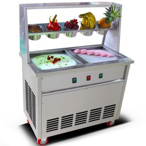Kare Düz Tava Kızarmış Dondurma Rulo Makinesi Paslanmaz Çelik Kızartma Yoğurt Makinesi Ticari