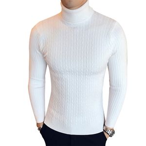 Zimowa wysoka szyja Gruba ciepły sweter Mężczyźni Turtleck Marka S Swetry Slim Fit Pullover Knitwear Mężczyzna Podwójny kołnierz 211018