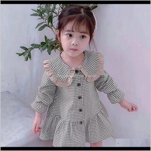 Kläder Baby Maternity Drop Leverans 2021 Klänningar 06T Vår Koreanska Stil Baby Girls Sweet Floral Långärmad Toddler Kids Sommarbyte C
