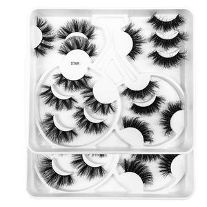 Nytt öga 8Pairs / set 3D Mink Eyelashes Dramatiska Multilayer Tjock Falsk Eyelash Cruelty Gratis Fluffy Soft Fake Lashes Extension Makeup Tool