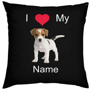 Kudde / dekorativ kudde Jag älskar min hund Custom Po Namn Tryckt Dachshund Kudde Cover Kids Christmas Gift Gullig valp Husdjur Kasta Väska