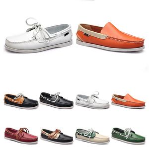 146 Mens casual shoes leather British style black white brown green yellow red fashion outdoor comfortable breathable