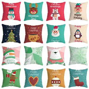 Christmas Pillow Case Case Sofa Sofa Poduszki Pokrywa Krótki Plush Velvet Transgraniczna Moda Cute Cartoon Holiday Theme Pillowcases Santa Claus Drukowane Decor Prezenty