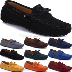 2081 New Fashion mens Casual Shoes Leather British style spring Couple Genuine Peas Scrub men Drive Lazy man overshoes outdoor comfortable breathable black yellow