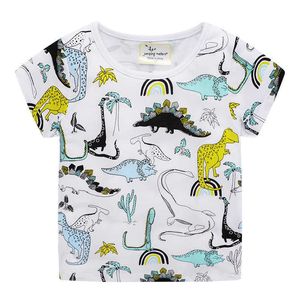 Jumping Metrów Dinozaury Chłopcy Dziewczyny Koszulki Dla Letnim Odzież dziecięca Koszulki Trójniki Bawełniane Zwierzęta Topy Koszulki 210529
