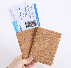 100pcs Card Holders Cute Cork Leather Travel Open Brown Short Passport Cover