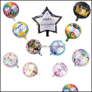 Händelse festliga tillbehör hem trädgård fest dekoration 5pcs 18inch runda grattis på födelsedagen ballonger baby shower folie blåsa boll för bröllop en