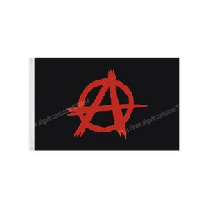 Red Anarchy Flag米国米国90 x 150cm 3 * 5フィートカスタムバナー金属穴グロメットをカスタマイズできます