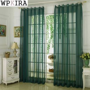 Solidna kurtyna przędzy okno Tulle kurtyna do salonu Sypialnia Kuchnia Nowoczesna Sheer Curtain Zabiegi Voile Drapes 184D 210712