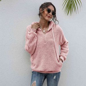 Spring Autumn Thick Warm hoodies Velvet Cashmere Women Hoody Sweatshirt Solid Pullover Casual Tops Lady Loose Long Sleeve 210524
