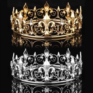 Partihandel Circle Gold Prom Tillbehör King Mäns Crown Round Imperial Tiara 210707